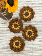 Flower Coasters - Brown