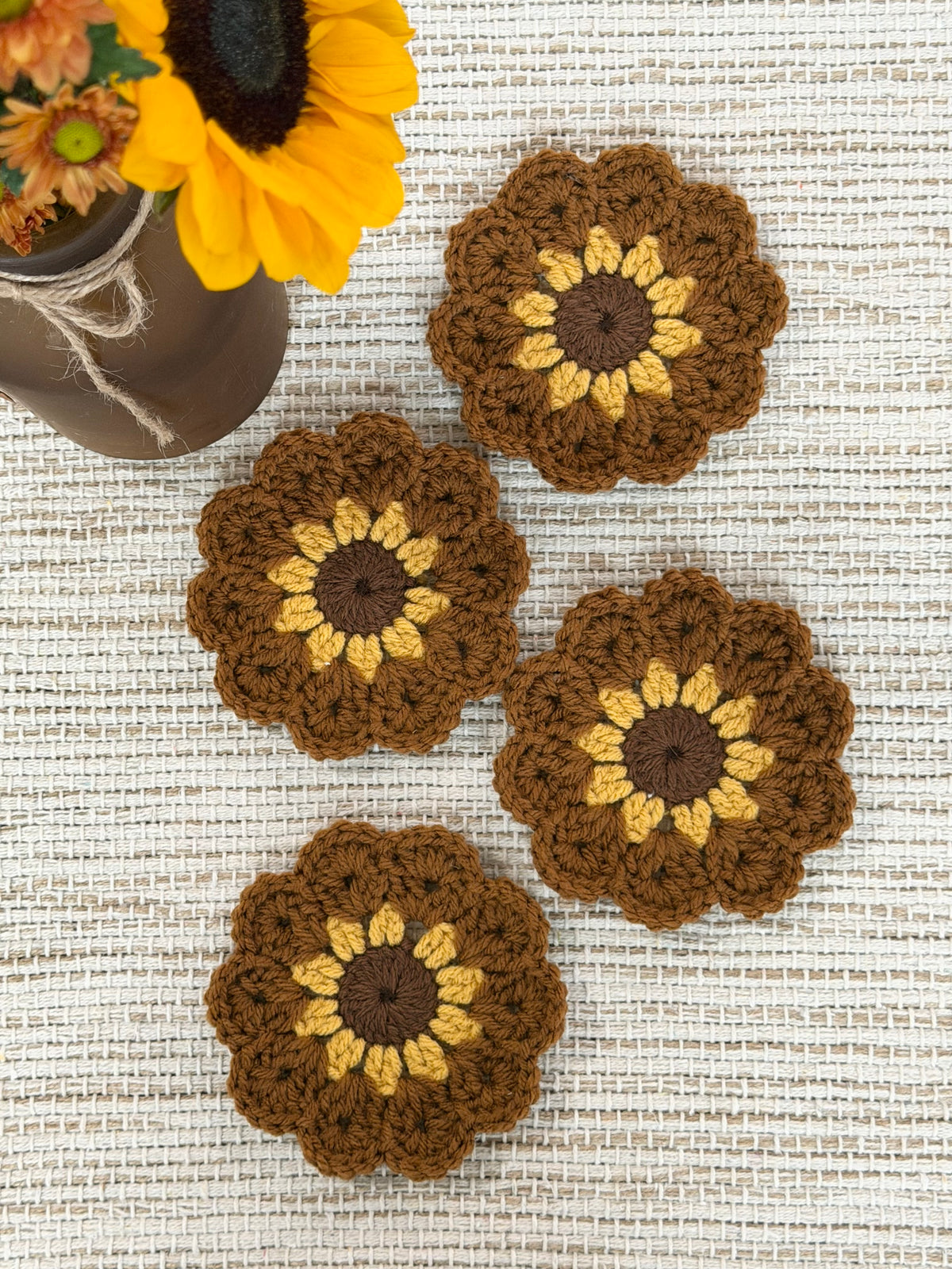 Flower Coasters - Brown