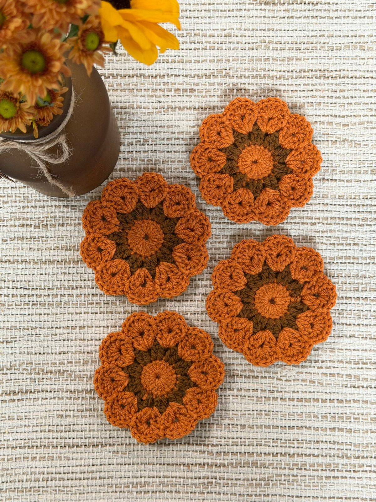 Flower Coasters - Orange